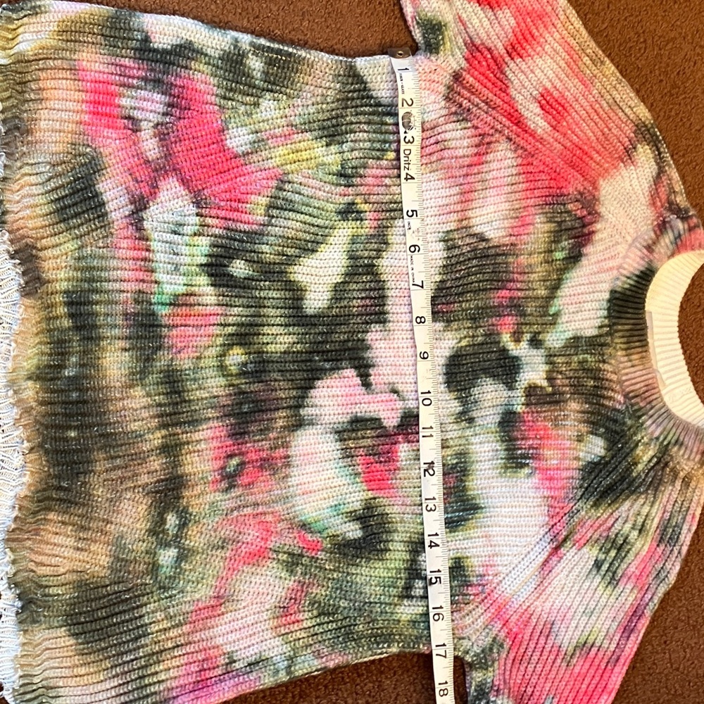 Pink and green tye-dyed cotton sweater - Picture 4 of 6